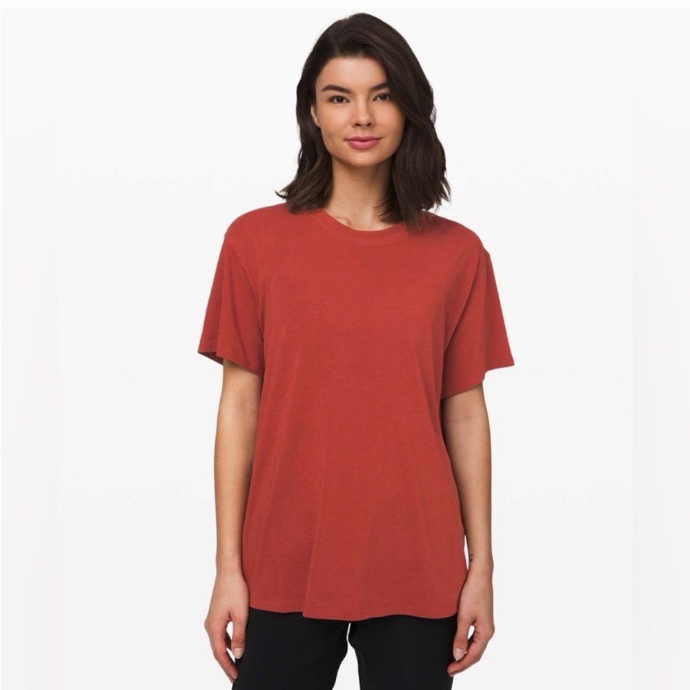 LULULEMON All Yours Organic Cotton Boyfriend Tee Burnt Orange Rust
